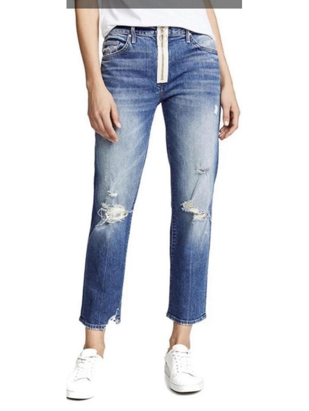 Mother XYZ Saint Straight 25 Better When It’s Wrong Exposed Zip Fly Distressed
